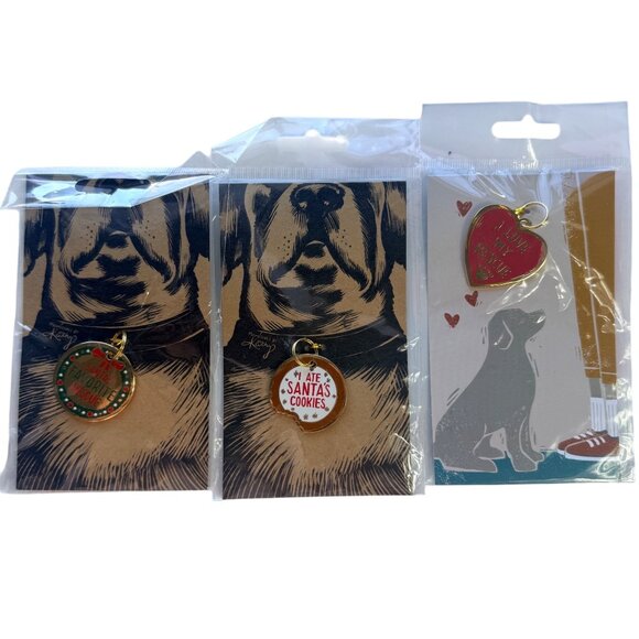 Primitives By Kathy Pet Collar Charms Metal Enamel Holiday Design - Picture 1 of 5